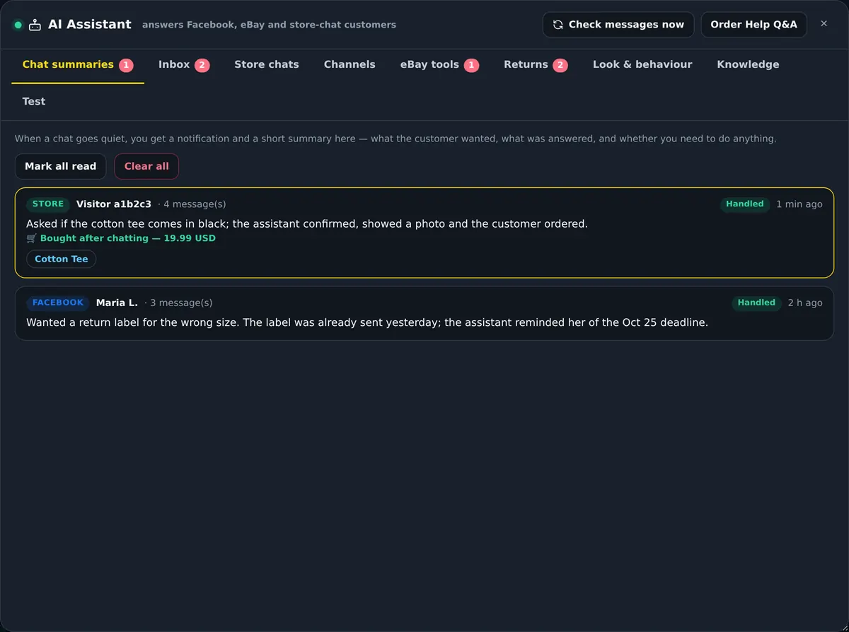 Chat summaries with to-dos